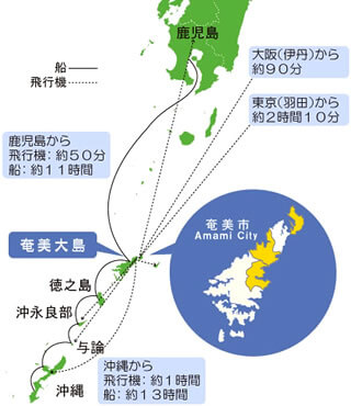 奄美大島は何県でどこ、奄美の位置と地図